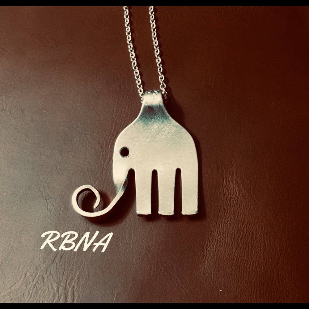 ✨Silver Fork Necklace Elephant Animal Handmade